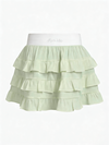 Contrast Waist Tiered Ruffles Tennis Skirt