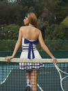 Cute Bow Halter Neckline Crop Tank Top with Built-in Bra