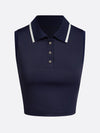 Women's Breathable Buckle Polo Collar Crop Tank Top