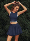 Seamless Ribbed Performance Fabric Crew Neck Crop Tank Top