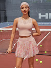 Quick-Dry Bow Floral A-Line Tennis Skirt