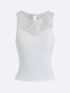 Lace Splicing Crew Neck Tank Top with Built-in Bra