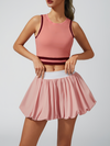 Berry Pink Seamless Ribbed Performance Fabric Crew Neck Crop Tank Top