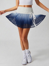 Tummy Control Ombre Pleated A-Line Tennis Skirt Navy Blue