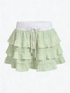 Contrast Waist Tiered Ruffles Tennis Skirt