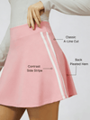 Retro Side Stripe Back Pleated A-line Tennis Skirt Pink