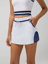 Drawstring Waist Color-block Design Tennis Skirt