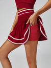 Collegiate Stripes Pleated Tennis Skirt Red