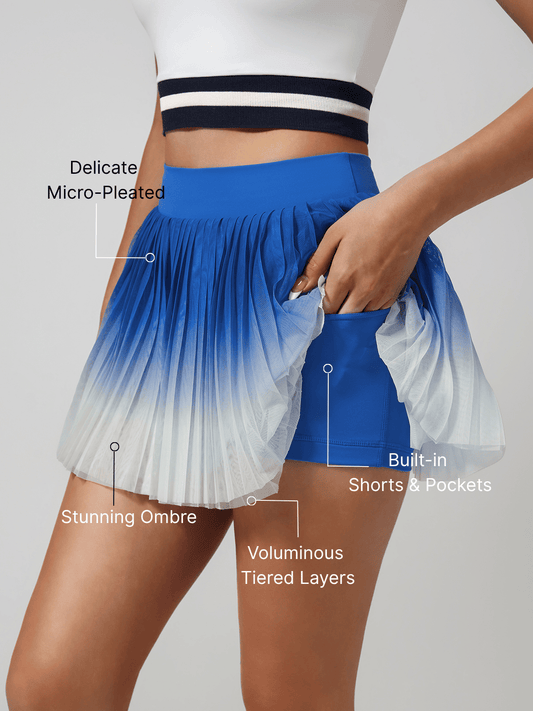 Breathable Ombre Pleated A-Line Tennis Skirt