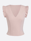 Women's Ruffled V Neck Sleeveless Tank Top