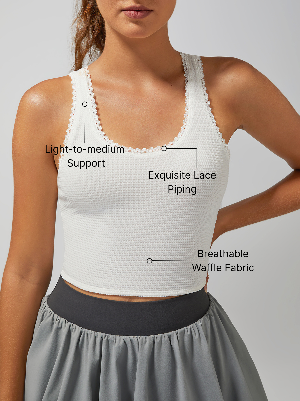 Light-to-medium Support Straps Lace Trim Tank Top