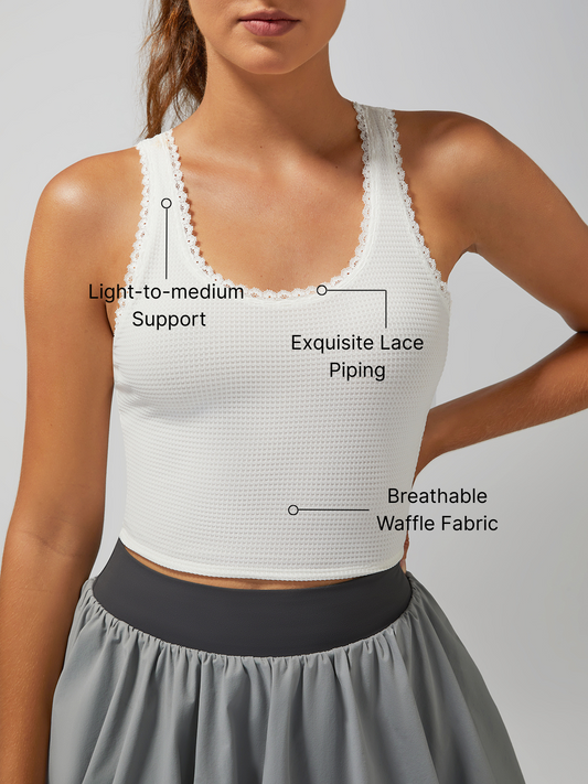 Light-to-medium Support Straps Lace Trim Crop Tank Top
