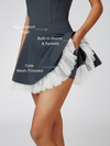 Mesh-Trimmed High-Elastic Waist Tennis Skirt