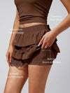 Breathable Bow Lace A-Line Tennis Skirt Brown