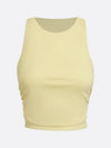 Women's Built-in Bra Shirred Crew Neck Sleeveless Crop Tank Top
