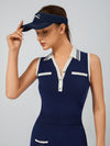 Women's Breathable Knit Polo Collar Sleeveless Tank Top