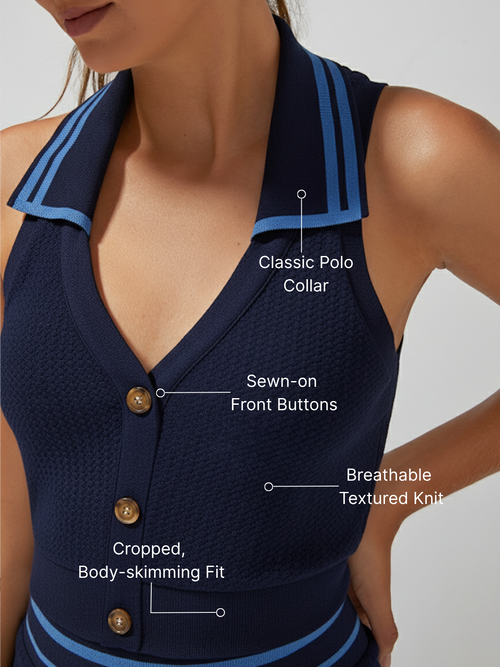 Buckle Polo Tank Top Navyblue