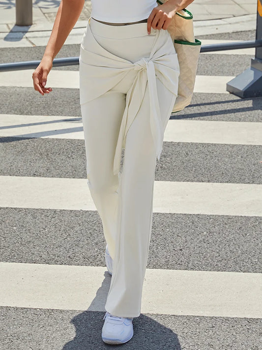 Women's High-Elastic Lace-up Long Pants