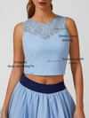 Lace Splicing Crew Neck Crop Tank Top