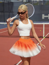 Breathable Ombre Pleated A-Line Tennis Skirt Orange