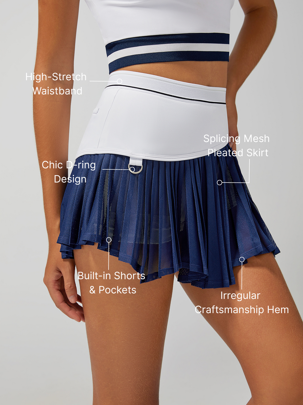 Pleated Irregular Craftsmanship Tennis Skirt