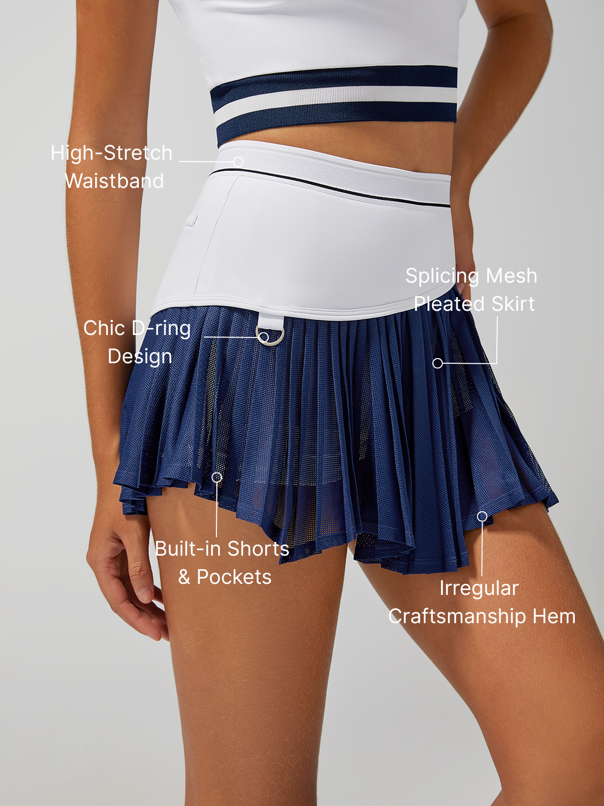 Pleated Irregular Craftsmanship Tennis Skirt