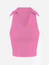 High Elasticity Lace Polo Crop Tank Top