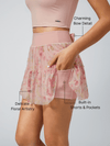 Quick-Dry Bow Floral A-Line Tennis Skirt