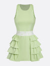 Built-in Bra Bow Folds Crew Neck Sleeveless Tennis Dress