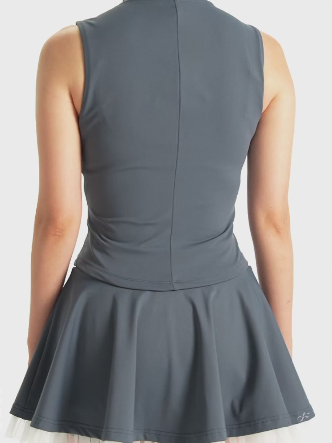 Mesh-Trimmed High-Elastic Waist Tennis Skirt Pink