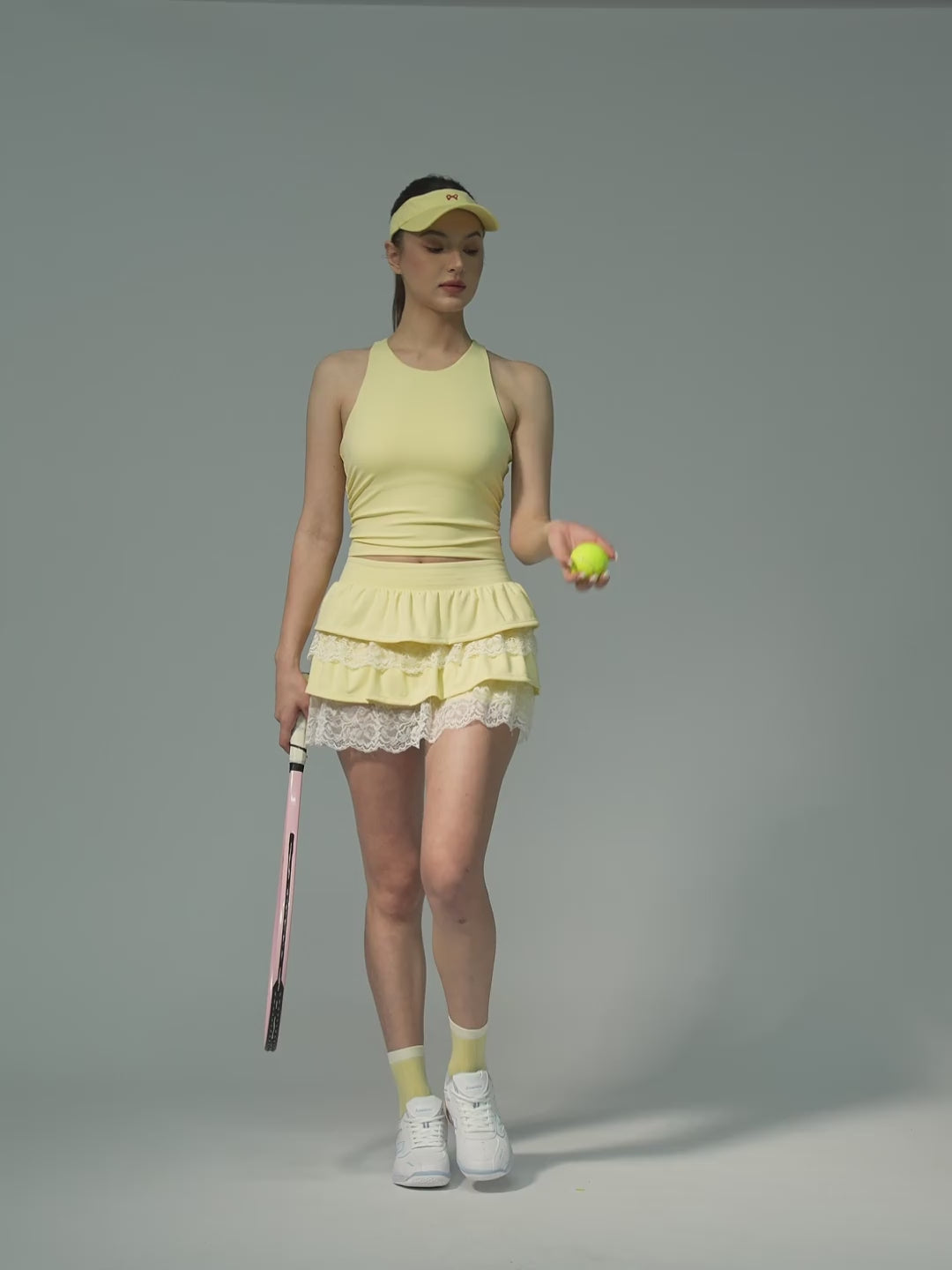 Breathable Bow Lace A-Line Tennis Skirt Brown