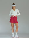Retro Side Stripe Back Pleated A-line Tennis Skirt Crimson