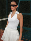 High Elasticity Lace Polo Tank Top