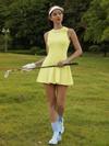 Faux Pearls 3D Floral Golf Dress Yellow