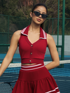 Buckle Polo Tank Top Red