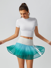 Tummy Control Ombre Pleated A-Line Tennis Skirt