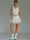 Cute 3D Flowers Dot Mesh Tennis Skirt
