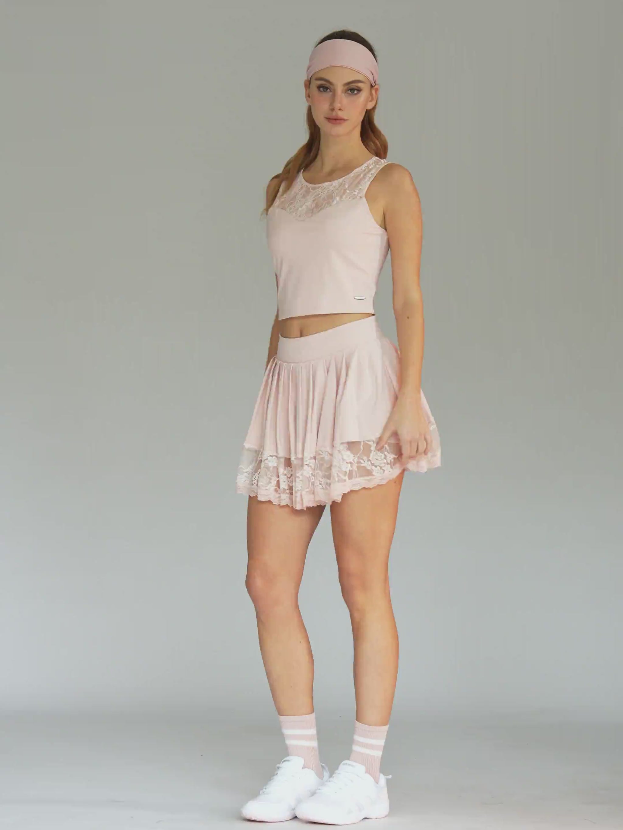 Lace-trimmed Pleated Tennis Skirt